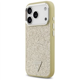 Guess Glitter Triangle Logo MagSafe case for iPhone 17 Pro gold