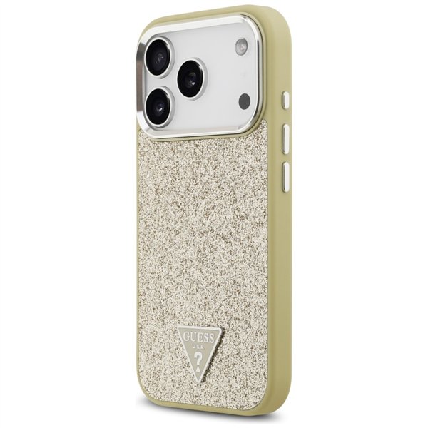 Guess Glitter Triangle Logo MagSafe case for iPhone 17 Pro gold
