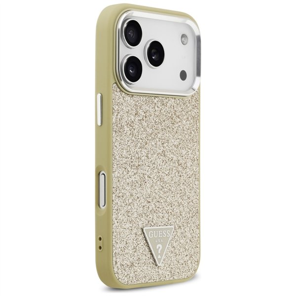 Guess Glitter Triangle Logo MagSafe case for iPhone 17 Pro gold