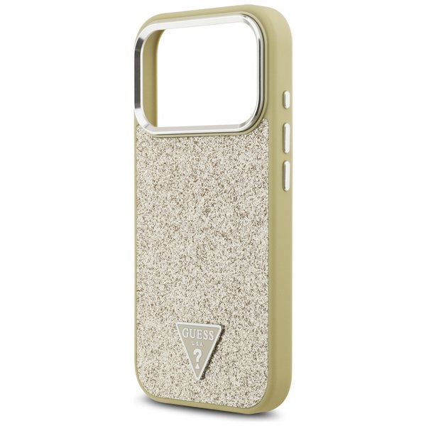 Guess Glitter Triangle Logo MagSafe case for iPhone 17 Pro gold