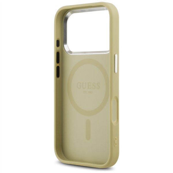 Guess Glitter Triangle Logo MagSafe case for iPhone 17 Pro gold