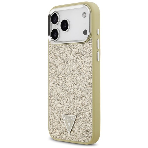 Guess Glitter Triangle Logo MagSafe case for iPhone 17 Pro Max gold
