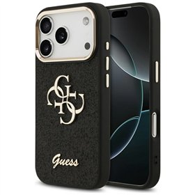 Guess Fixed Glitter Big 4G Metal Frame case for iPhone 17 Pro black
