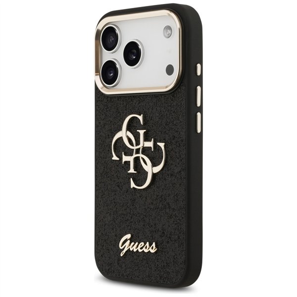 Guess Fixed Glitter Big 4G Metal Frame case for iPhone 17 Pro black