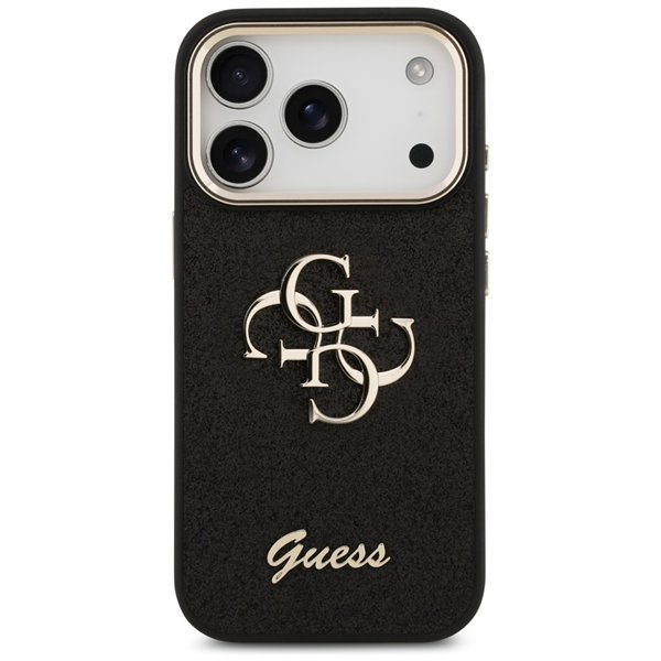 Guess Fixed Glitter Big 4G Metal Frame case for iPhone 17 Pro black