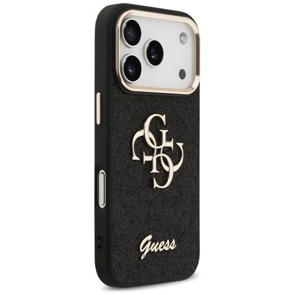 Guess Fixed Glitter Big 4G Metal Frame case for iPhone 17 Pro black