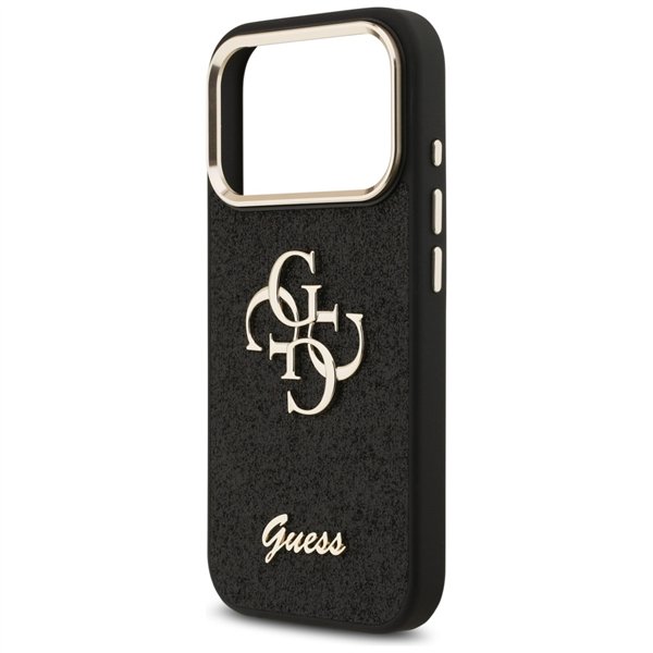 Guess Fixed Glitter Big 4G Metal Frame case for iPhone 17 Pro black