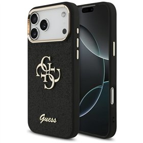 Guess Fixed Glitter Big 4G Metal Frame case for iPhone 17 Pro Max black