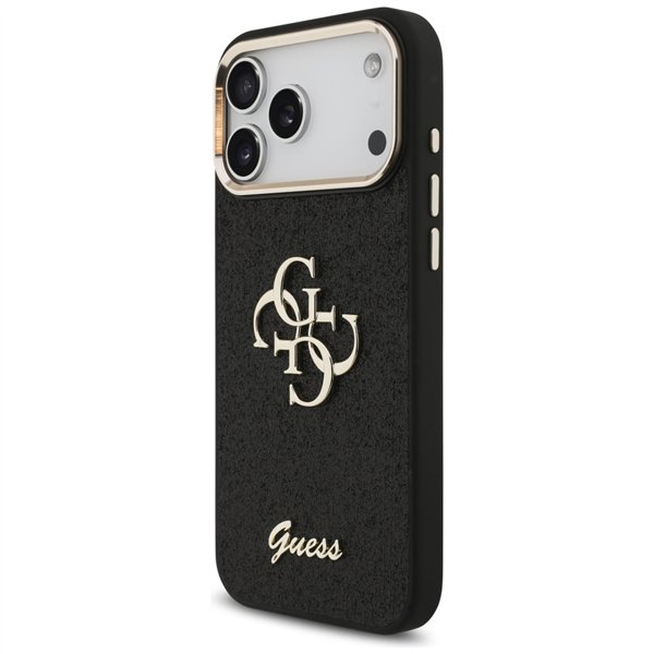 Guess Fixed Glitter Big 4G Metal Frame case for iPhone 17 Pro Max black