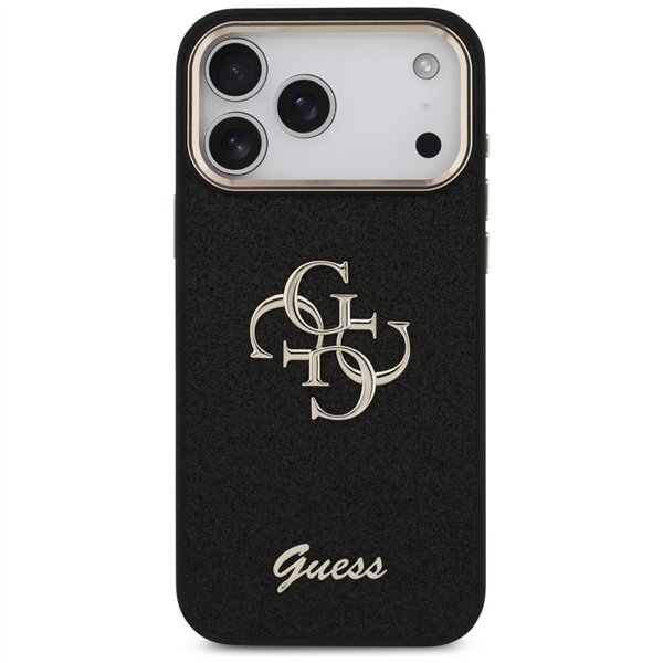 Guess Fixed Glitter Big 4G Metal Frame case for iPhone 17 Pro Max black