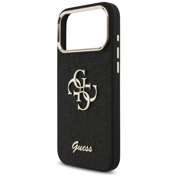 Guess Fixed Glitter Big 4G Metal Frame case for iPhone 17 Pro Max black
