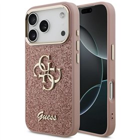 Guess Fixed Glitter Big 4G Metal Frame case for iPhone 17 Pro pink