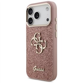 Guess Fixed Glitter Big 4G Metal Frame case for iPhone 17 Pro pink