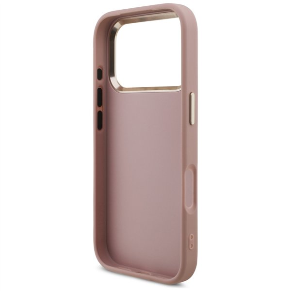 Guess Fixed Glitter Big 4G Metal Frame case for iPhone 17 Pro pink