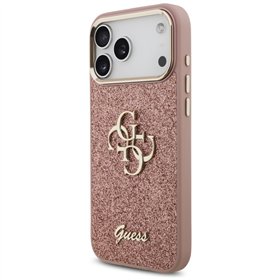 Guess Fixed Glitter Big 4G Metal Frame case for iPhone 17 Pro Max pink
