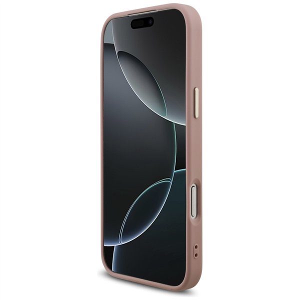 Guess Fixed Glitter Big 4G Metal Frame case for iPhone 17 Pro Max pink