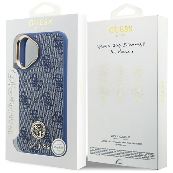 Guess 4G Strass Logo MagSafe case for iPhone 17 blue