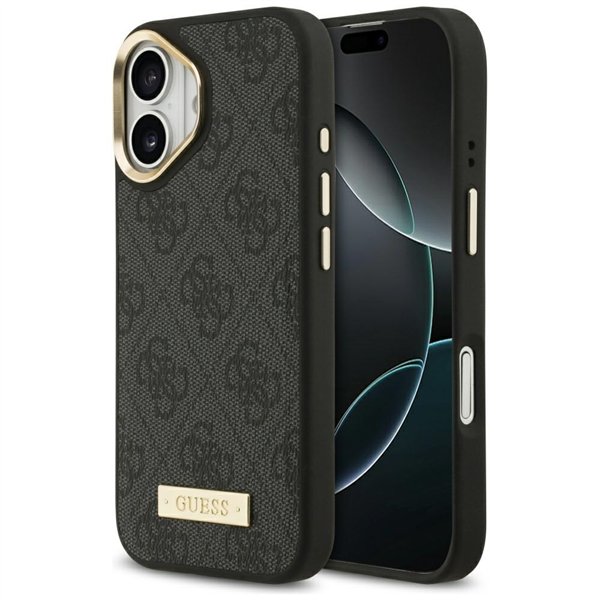 Guess 4G Logo Plate MagSafe case for iPhone 17 black