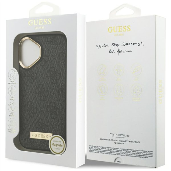 Guess 4G Logo Plate MagSafe case for iPhone 17 black