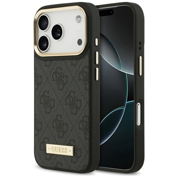 Guess 4G Logo Plate MagSafe case for iPhone 17 Pro black