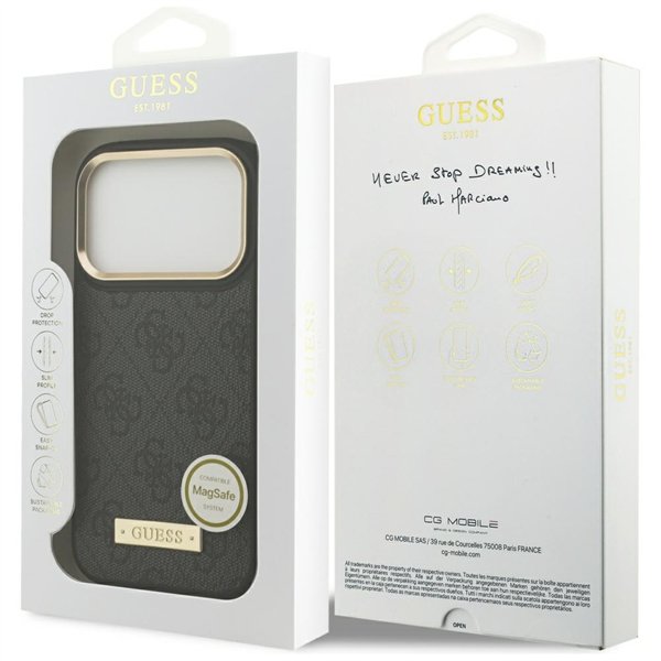 Guess 4G Logo Plate MagSafe case for iPhone 17 Pro black