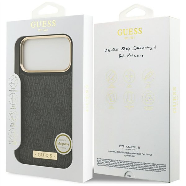 Guess 4G Logo Plate MagSafe case for iPhone 17 Pro Max black