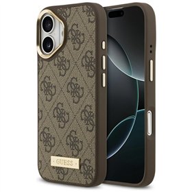 Guess 4G Logo Plate MagSafe case for iPhone 17 brown