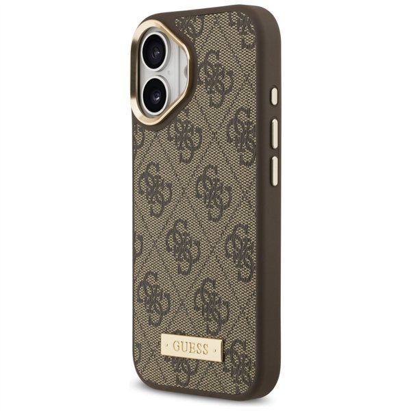 Guess 4G Logo Plate MagSafe case for iPhone 17 brown
