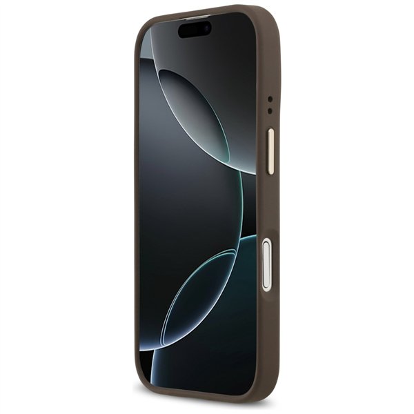 Guess 4G Logo Plate MagSafe case for iPhone 17 brown