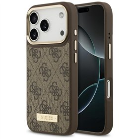 Guess 4G Logo Plate MagSafe case for iPhone 17 Pro brown