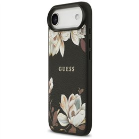 Guess Grained Flowers Classic Logo MagSafe case for iPhone Air black