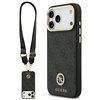 Guess 4G Srtass Logo & Big Strap Metal Buttons MagSafe case for iPhone 17 Pro Max black