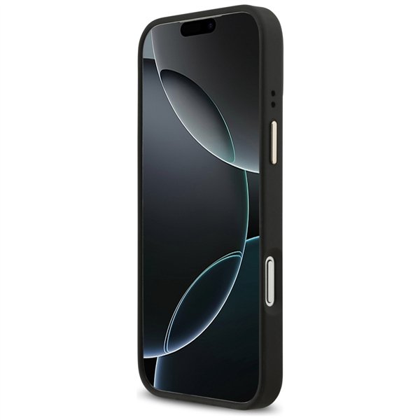 Guess 4G Srtass Logo & Big Strap Metal Buttons MagSafe case for iPhone 17 Pro Max black