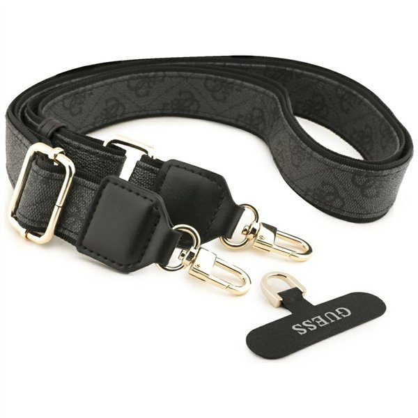 Guess 4G Srtass Logo & Big Strap Metal Buttons MagSafe case for iPhone 17 Pro Max black