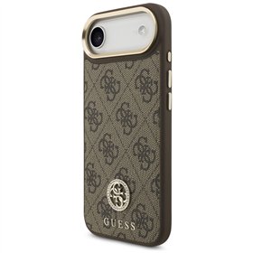 Guess 4G Strass Logo & Big Strap Metal Buttons MagSafe case for iPhone Air brown