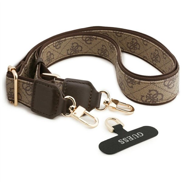 Guess 4G Strass Logo & Big Strap Metal Buttons MagSafe case for iPhone 17 Pro brown