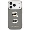 Karl Lagerfeld FW Grained Karl & Choupette Heads Pins & Logo case for iPhone 17 Pro grey