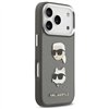 Karl Lagerfeld FW Grained Karl & Choupette Heads Pins & Logo case for iPhone 17 Pro grey