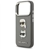 Karl Lagerfeld FW Grained Karl & Choupette Heads Pins & Logo case for iPhone 17 Pro grey