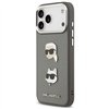 Karl Lagerfeld FW Grained Karl & Choupette Heads Pins & Logo case for iPhone 17 Pro Max grey