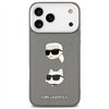 Karl Lagerfeld FW Grained Karl & Choupette Heads Pins & Logo case for iPhone 17 Pro Max grey