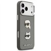Karl Lagerfeld FW Grained Karl & Choupette Heads Pins & Logo case for iPhone 17 Pro Max grey
