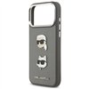Karl Lagerfeld FW Grained Karl & Choupette Heads Pins & Logo case for iPhone 17 Pro Max grey