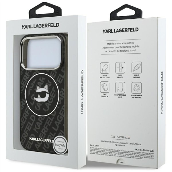 Karl Lagerfeld IML Choupette Head Logo MagSafe case for iPhone 17 Pro Max black