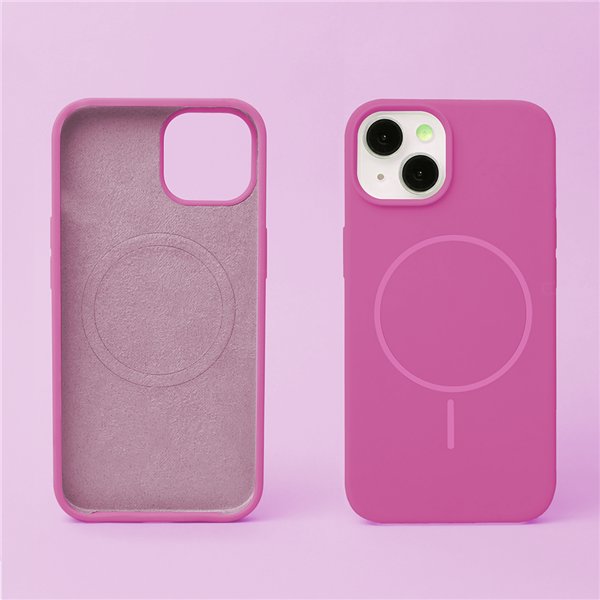 Silicone Thin Mag case for iPhone 15 Pro 6,1&quot fuschia