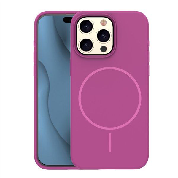 Silicone Thin Mag case for iPhone 15 Pro Max 6,7&quot fuschia
