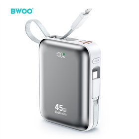 BWOO 20000mAh Fast Charging Power Bank PD45W With Type C Lightning Cable P78