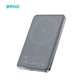 BWOO Ultra Slim Power Bank 5000mAh with magnetic charging P79 Grey