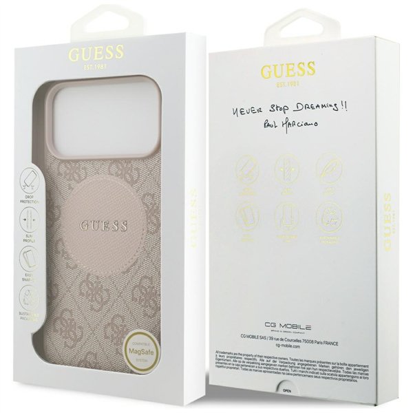 Guess 4G Circle Classic Logo MagSafe case for iPhone 17 Pro Max pink