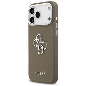 Guess Grained Big 4G Classic Logo case for iPhone 17 Pro Max brown